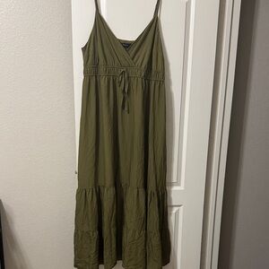 Forever 21 3X Olive Green Tiered Maxi Dress with Adjustable Straps
